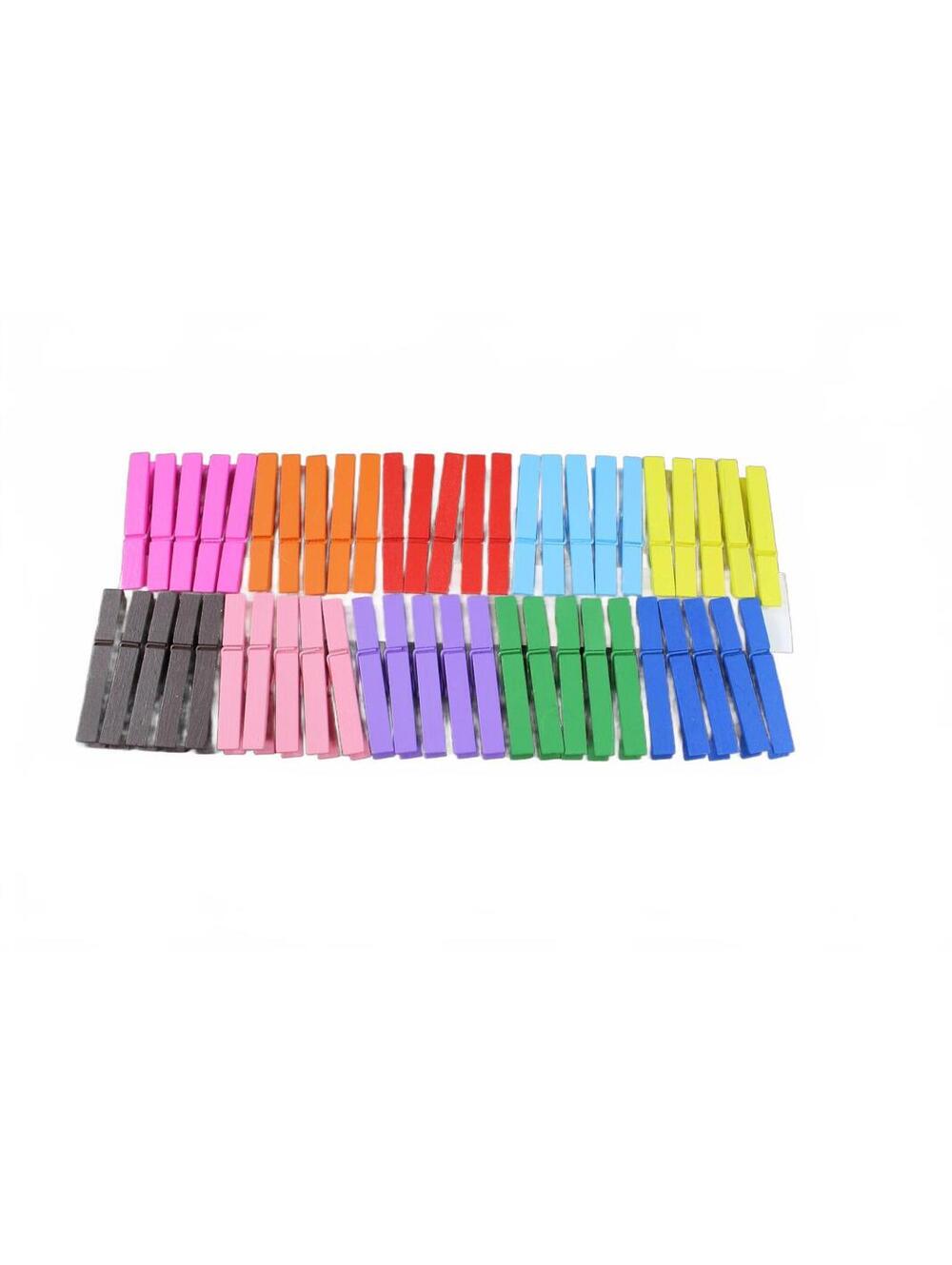 50 Multicolor Wooden Clothespins 3.5" Craft Laundry